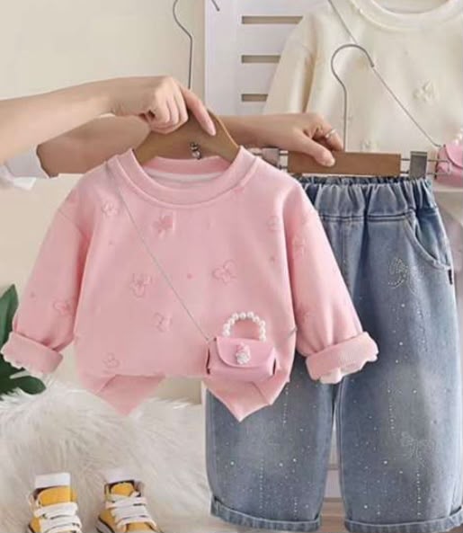 Conjunto rosa y jean
